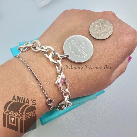 Tiffany & Co. 925 Silver RTT Round Tag 7.5" Bracelet (pouch) - Picture 8 of 8